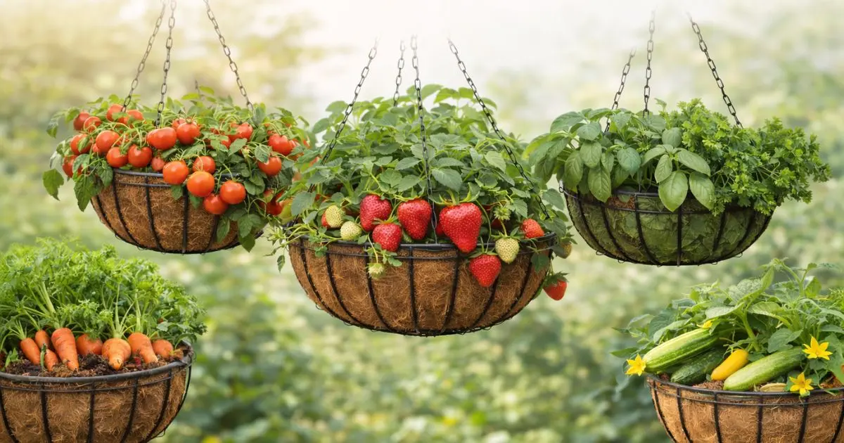 15 Vegetables You Can Grow in Hanging Baskets for Huge Small Space Harvests